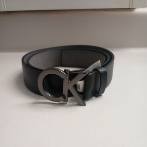 Calvin Klein Men's CK Monogram Cut Out Buckle Belt NWT